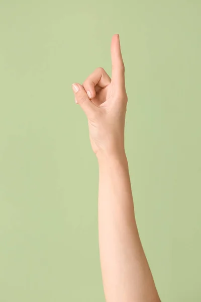 Hand Showing Letter Color Background Sign Language Alphabet — Stock Photo, Image