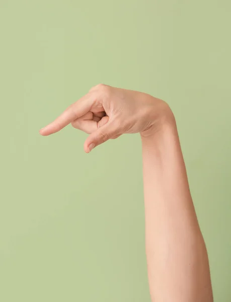 Hand Showing Letter Color Background Sign Language Alphabet — Stock Photo, Image