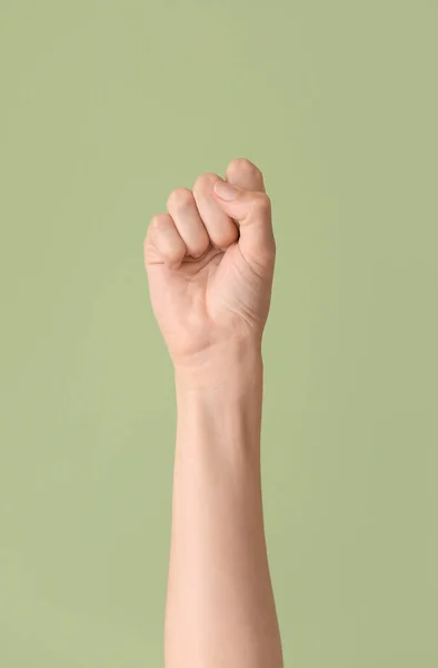 Renk Arkaplanında Harfi Görünüyor Şaret Dili Alfabesi — Stok fotoğraf