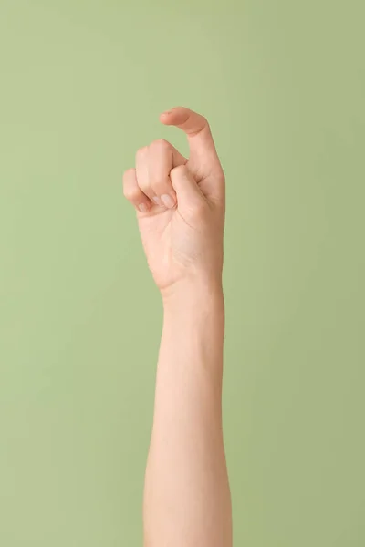 Hand Showing Letter Color Background Sign Language Alphabet — Stock Photo, Image