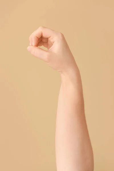 Hand Showing Letter Color Background Sign Language Alphabet — Stock Photo, Image