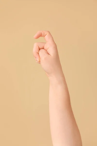 Hand Showing Letter Color Background Sign Language Alphabet — Stock Photo, Image