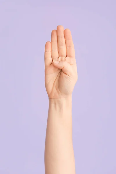 Hand Showing Letter Color Background Sign Language Alphabet — Stock Photo, Image