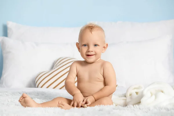 Bebé Bonito Cama Casa — Fotografia de Stock