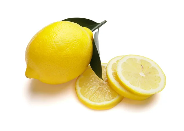 Mogen Citron Vit Bakgrund — Stockfoto