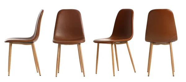 Set Modern Chairs White Background — Stock Photo, Image