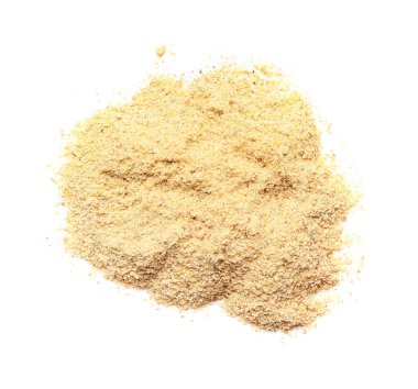 Beyaz arkaplanda zencefil tozu