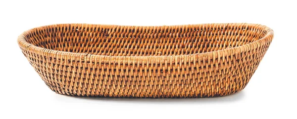 Wicker Korg Vit Bakgrund — Stockfoto