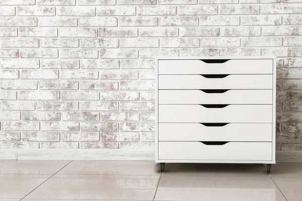 Modern Chest Drawers Brick Wall Room — Stock Photo, Image