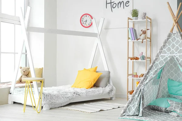 Interior Modern Children Room Play Tent Bed — Stock Photo, Image