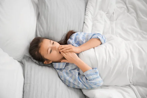 Little Girl Suffering Sleep Disorder Bedroom — Stock Photo, Image