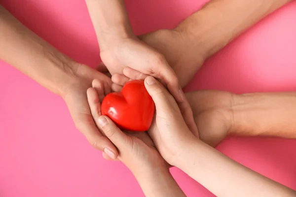 Hands Family Heart Color Background — Stock Photo, Image