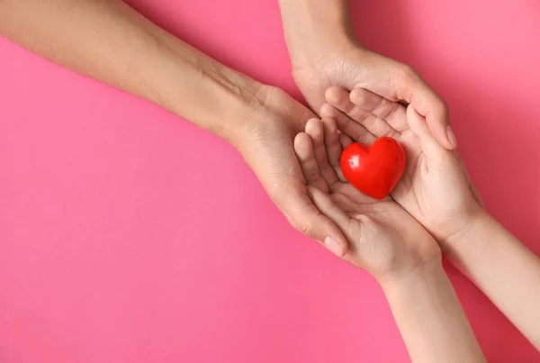 Hands Family Heart Color Background — Stock Photo, Image