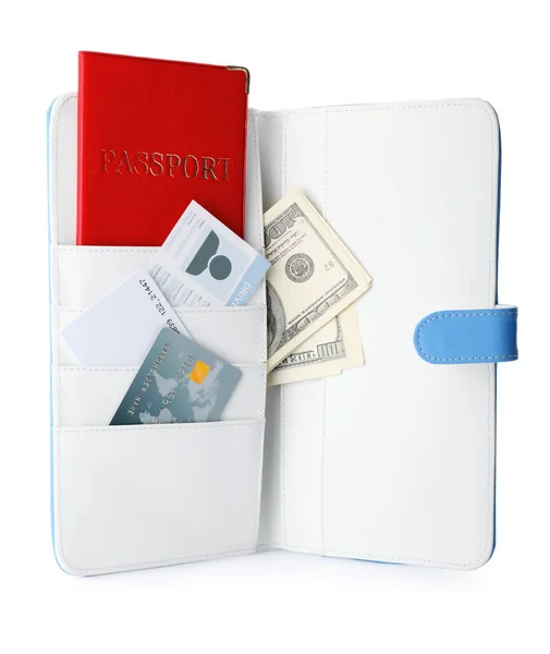 Travel Organizer Different Things White Background — Stock Photo, Image