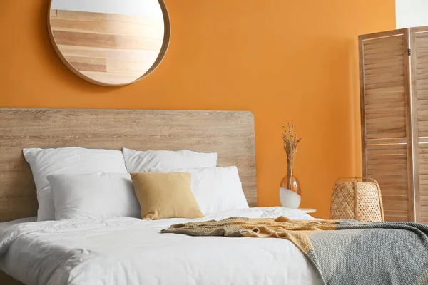 Stylish Interior Modern Bedroom Mirror — Stock Photo, Image