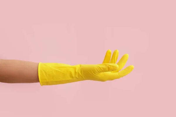 Hand Rubber Handschoen Kleur Achtergrond — Stockfoto