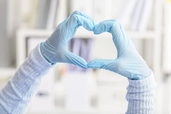 Doctor Showing Heart Shape Hands Clinic — Stock Photo, Image