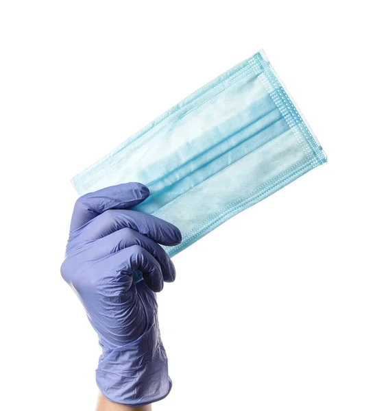 Hand Doctor Protective Mask White Background — Stock Photo, Image