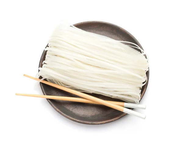 Raw Rice Noodles White Background — Stock Photo, Image