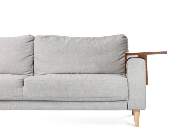 Sofa Mit Armlehntisch Auf Weißem Hintergrund — Stockfoto