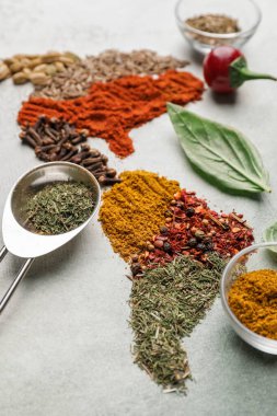 Kuzey ve Güney Amerika renklerden oluşan baharatlardan oluşur.