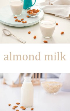 Lezzetli badem sütlü fotoğraf kolajı