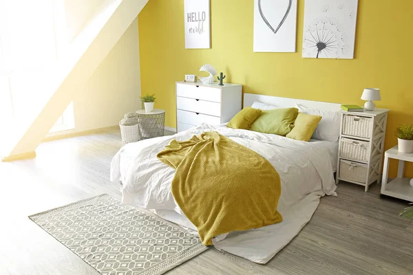 Interior Beautiful Modern Bedroom — Stock Photo, Image
