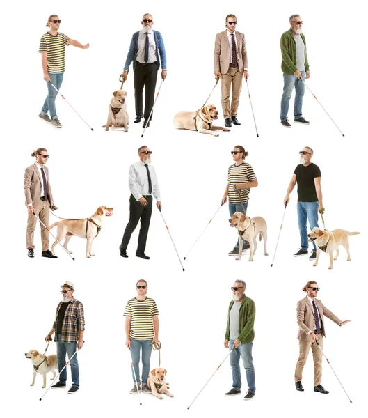 Blind Men White Background — Stock Photo, Image