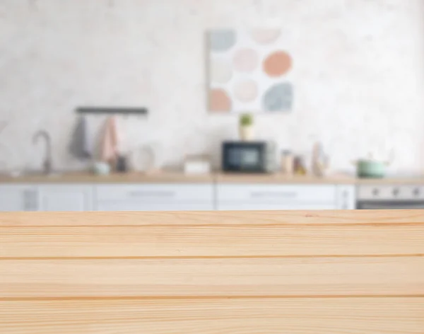 Mesa Madera Vacía Cocina Moderna — Foto de Stock