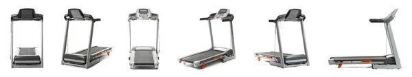 Set Modern Treadmills White Background — Stock Photo, Image