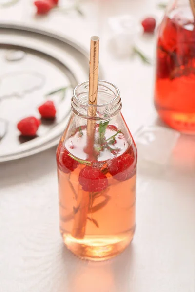 Bottle Fresh Ice Tea Table — Stock Photo, Image