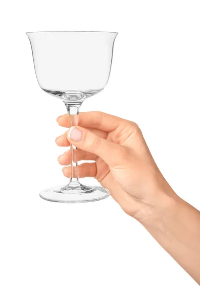 Hand Empty Glass White Background — Stock Photo, Image