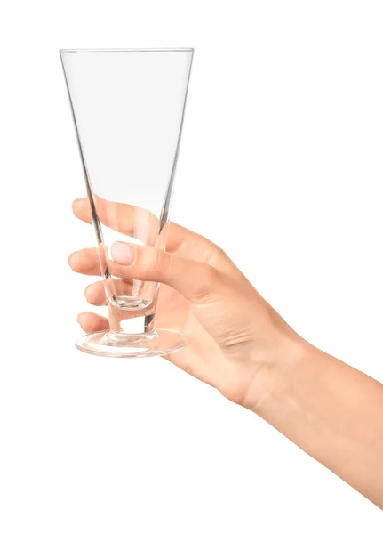 Hand Empty Glass White Background — Stock Photo, Image