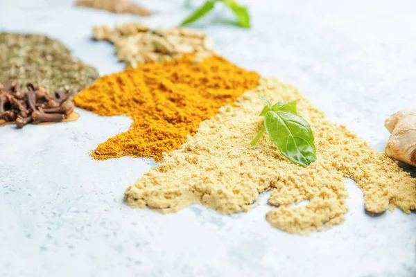 World Map Made Different Spices Light Background — Stock Photo, Image
