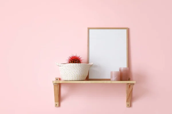 Blank Frame Decor Shelf — Stock Photo, Image