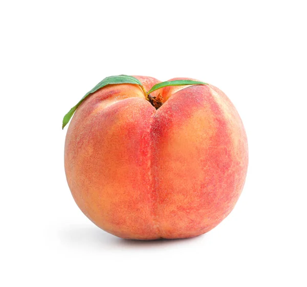 Sweet Ripe Peach White Background — Stock Photo, Image