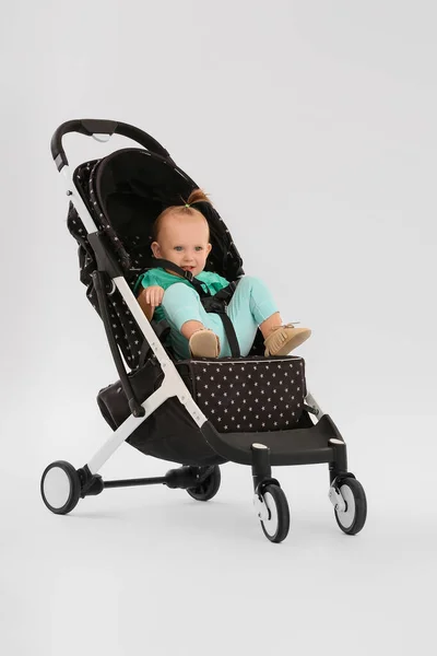 Cute Little Baby Stroller Light Background — Stock Photo, Image