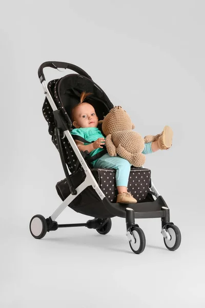 Cute Little Baby Stroller Light Background — Stock Photo, Image