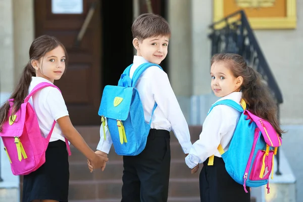 Little Pupils Going School — Stock Photo, Image
