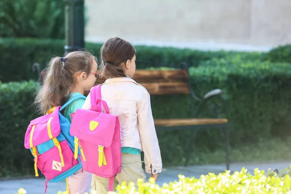Little Pupils Going School — Stock Photo, Image