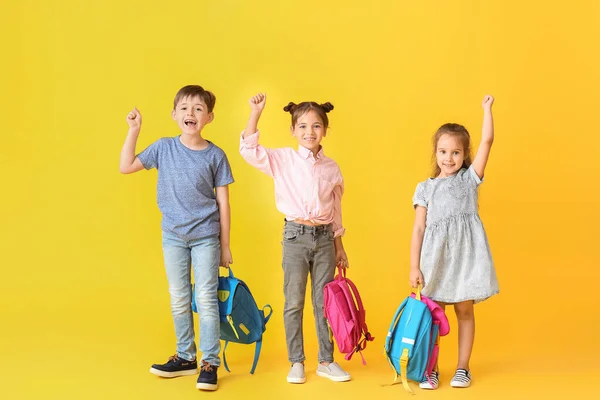 Happy Little Pupils Color Background — Stock Photo, Image