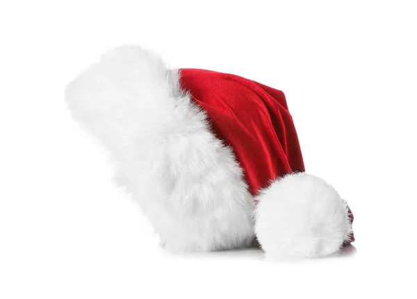 Santa Claus Klobouk Izolovaný Bílém — Stock fotografie