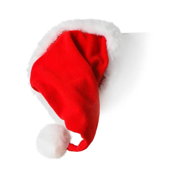 被白色隔离的圣诞老人帽 — 图库照片
