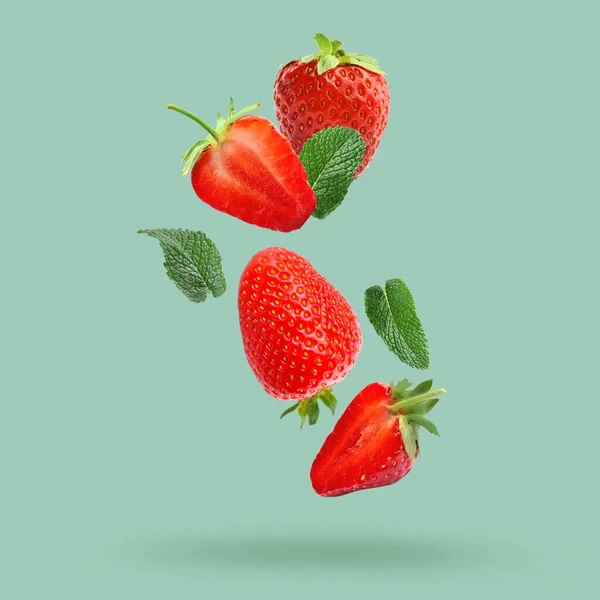 Tasty Strawberries Color Background — Stock Photo, Image