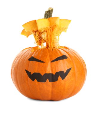 Beyaz arka planda Cadılar Bayramı kabağı