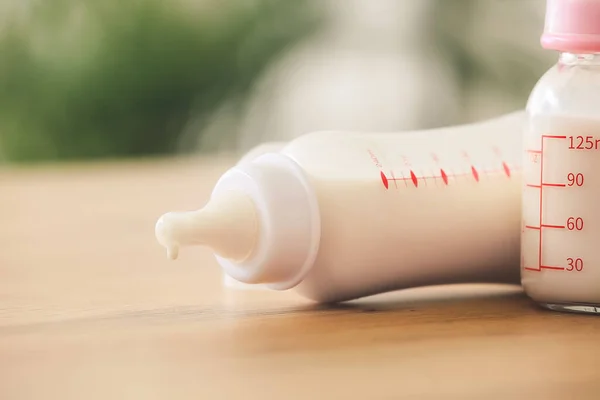 Bottles Milk Baby Table Room — Stock Photo, Image