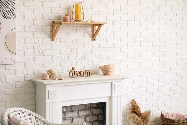 Modern Fireplace Wall Room — Stock Photo, Image