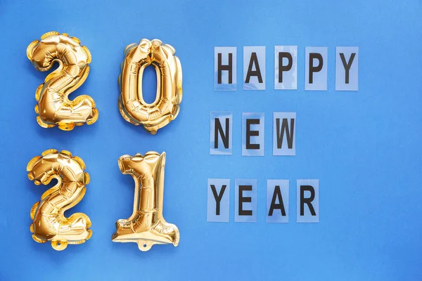 Balloons Shape Figure 2021 Text Happy New Year Color Background — Stock Photo, Image