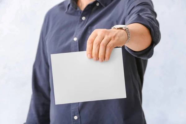 Man Blank Paper Sheet White Background — Stock Photo, Image