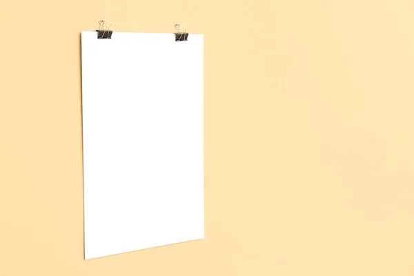 Blank Poster Hanging Color Wall — Stock Photo, Image